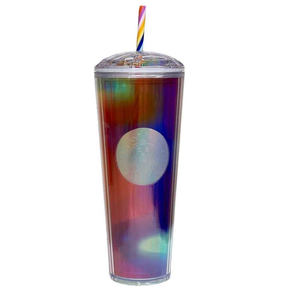 Starbucks Exclusive 2021 Rainbow Pride Kaleidoscope 24 oz. Cold Cup Tumbler NEW!